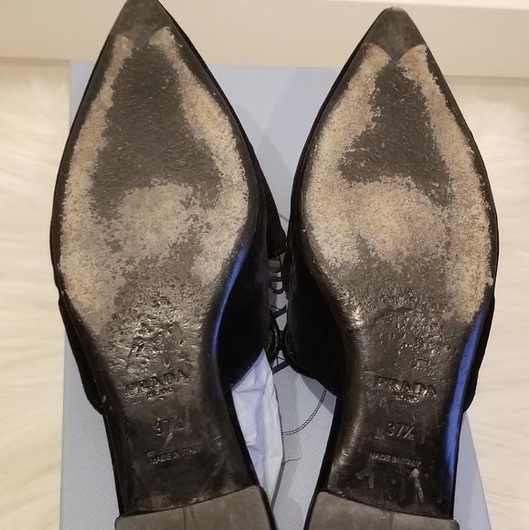 Prada Velvet Navy Bow Slides Mules - Picture 4 of 6